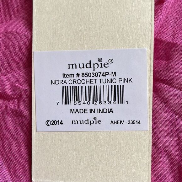 Mud Pie Hot Pink and Orange Nora Crochet Tunic - Picture 3 of 6